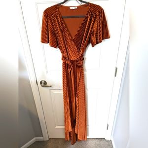 Baltic Born Velvet Wrap Dress in Rust